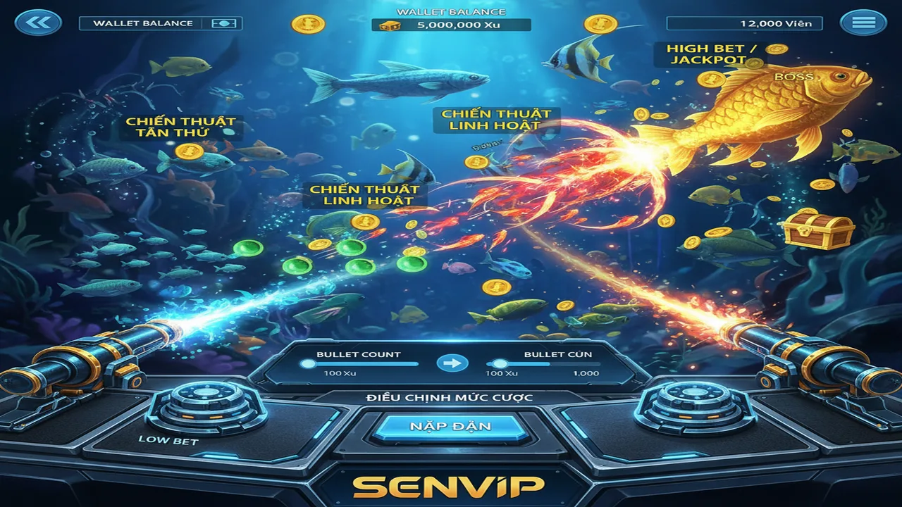 Hướng dẫn cách nạp đạn và chọn mức cược Bắn cá Sanvip
